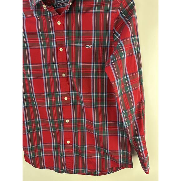 Vineyard Vines Tucker Tartan Plaid Shirt Classic Red Button Down Top Men's Small - Picture 4 of 10